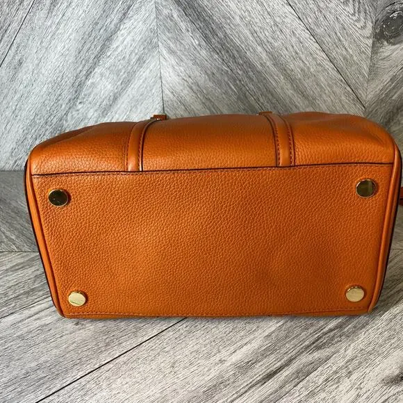 Michael Kors Burnt Orange Leather Bedford Legacy Duffel Satchel Medium $328 New - Picture 11 of 16